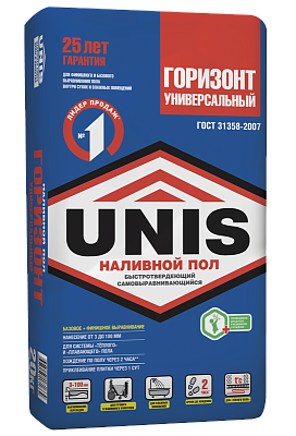 Наливной пол Unis (Юнис) ГОРИЗОНТ универсальный быстротвердеющий 25кг