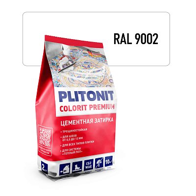 Затирка PLITONIT (ПЛИТОНИТ) COLORIT PREMIUM для швов Белая 2кг