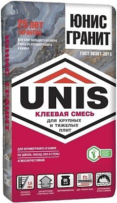 Клей для керамогранита Unis (Юнис) ГРАНИТ 25кг