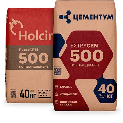 Цемент ExtraCEM 500 Холсим 40 кг. (в машине 525 мешков.)