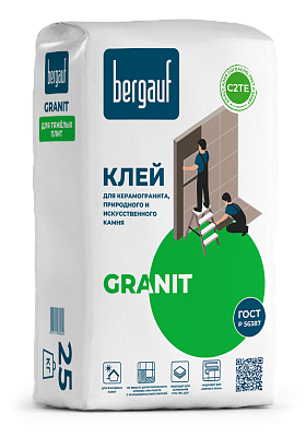 Клей для керамогранита и природного камня Bergauf Granit 25 кг