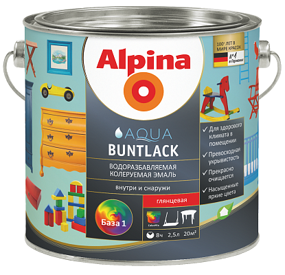 Эмаль алкидная Alpina Buntlack GL / Бунтлак глянцевая База 1