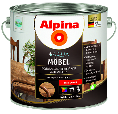 Лак алкидный Alpina Mobel SM Для мебели шелковисто-матовый не колеруемый